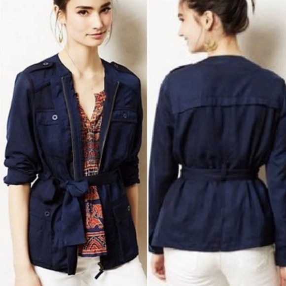 HEI HEI Belted Anorak Utility Jacket Navy - Anthropologie - Picture 1 of 8